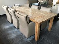 ShopX Leren eetkamerfauteuil sharp, bruin leer, bruine keukenstoelen
