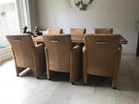 ShopX Leren eetkamerfauteuil elegant, bruin leer, bruine keukenstoelen