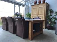 ShopX Leren eetkamerfauteuil mass, bruin leer, bruine keukenstoelen