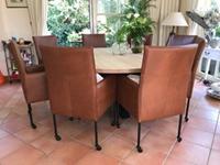ShopX Leren eetkamerstoel spark, bruin leer, bruine keukenstoelen