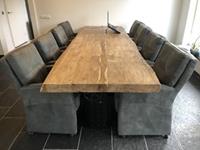 ShopX Leren eetkamerfauteuil sharp, grijs leer, grijze keukenstoelen