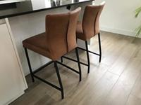 ShopX Leren barstoel revolt laag, bruin leer, bruine barkruk