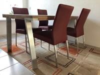 ShopX Leren eetkamerstoel comfort, rood leer, rode keukenstoelen