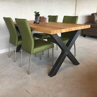 ShopX Leren eetkamerstoel comfort, groen leer, groene keukenstoelen