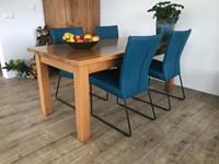 ShopX Leren eetkamerstoel mate, blauw leer, blauwe keukenstoelen