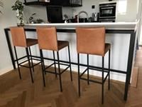 ShopX Leren barstoel break hoog, bruin leer, bruine barkruk
