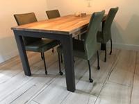 ShopX Leren eetkamerstoel comfort met wieltjes, groen leer, groene keukenstoelen