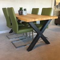 ShopX Leren eetkamerstoel dare, groen leer, groene keukenstoelen
