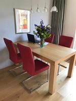 ShopX Leren eetkamerstoel dare, rood leer, rode keukenstoelen