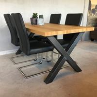 ShopX Leren eetkamerstoel dry, zwart leer, zwarte keukenstoelen