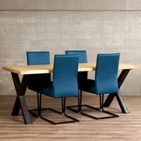 ShopX Leren eetkamerstoel remix, turquoise leer, turquoise keukenstoelen