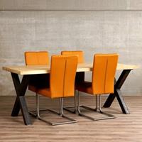 ShopX Leren eetkamerstoel dry, bruin leer, bruine keukenstoelen