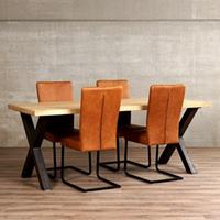 ShopX Leren eetkamerstoel dare, bruin leer, bruine keukenstoelen