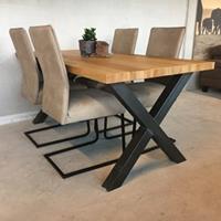 ShopX Leren eetkamerstoel remix, bruin leer, bruine keukenstoelen