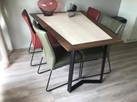ShopX Leren eetkamerstoel mate, groenrood leer, groenerode keukenstoelen