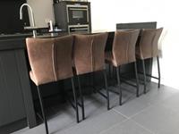 ShopX Leren barstoel revolt laag, bruin leer, bruine barkruk