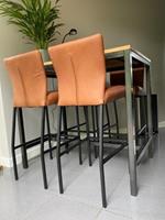 ShopX Leren barstoel revolt hoog, bruin leer, bruine barkruk