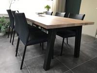 ShopX Leren eetkamerstoel basic, zwart leer, zwarte keukenstoelen