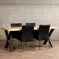 ShopX Leren eetkamerstoel comfort met armleuning, zwart leer, zwarte keukenstoelen