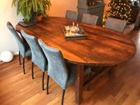 ShopX Leren eetkamerstoel comfort, blauw leer, blauwe keukenstoelen