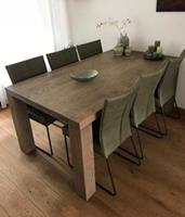 ShopX Leren eetkamerstoel mate, groen leer, groene keukenstoelen