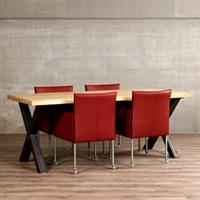 ShopX Leren eetkamerstoel more, rood leer, rode keukenstoelen