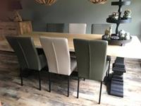 ShopX Leren eetkamerstoel daily, crèmegroen leer, crèmegroene keukenstoelen