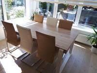 ShopX Leren eetkamerstoel remix, bruinwit leer, bruinewitte keukenstoelen