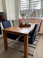 ShopX Leren eetkamerstoel dare, blauwgroenrood leer, blauwegroenerode keukenstoelen
