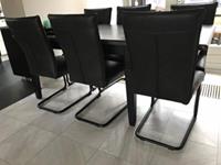 ShopX Leren eetkamerstoel retro, zwart leer, zwarte keukenstoelen