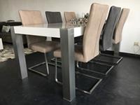 ShopX Leren eetkamerstoel dare, bruingrijs leer, bruinegrijze keukenstoelen