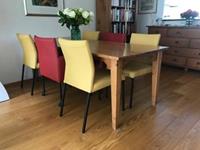 ShopX Leren eetkamerstoel basic en desire, geelrood leer, gelerode keukenstoelen