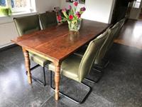 ShopX Leren eetkamerstoel retro, groen leer, groene keukenstoelen