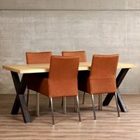 ShopX Leren eetkamerstoel royal met armleuning, bruin leer, bruine keukenstoelen