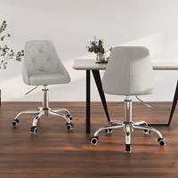 vidaXL Eetkamerstoelen draaibaar 2 st stof lichtgrijs