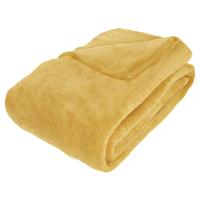 ATMOSPHERA Grote Fleece deken/fleeceplaid oker geel 180 x 230 cm polyester - Bankdeken - Fleece deken - Fleece plaid