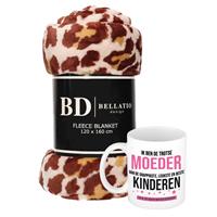 Bellatio Cadeau moeder set - Fleece plaid/deken panter print met Trotse moeder mok - Mama ontspanning cadeau kerst, moederdag, verjaardag