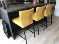 ShopX Leren barstoel revolt laag, geel leer, gele barkruk