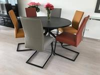 ShopX Leren eetkamerstoel remix, bruingeel leer, bruinegele keukenstoelen