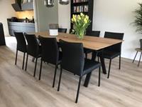 ShopX Leren eetkamerstoel basic, zwart leer, zwarte keukenstoelen