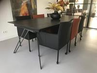 ShopX Leren eetkamerstoel more, bruinzwart leer, bruinezwarte keukenstoelen