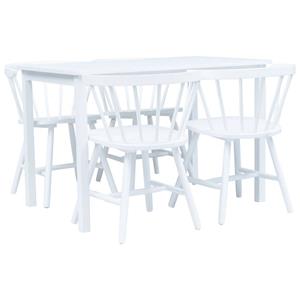 VidaXL 5-delige Eethoek Massief Rubberwood Wit