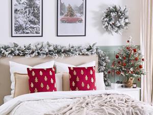 BELIANI Set van 2 Fluwelen Kussens Kerstboompatroon 45 x 45 cm Rood CUPID