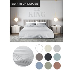 Seashell King - Dekbedovertrek Double Face - Egyptisch percal katoen - 1-persoons 140x200/260cm - grijs/wit