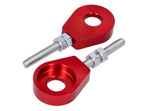 101 Octane Radspanner / Kettenspanner Set Aluminium rood geanodiseerd 12mm