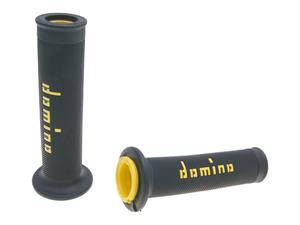 Domino Handvaten set  A010 On-Road zwart / geel met Open einde