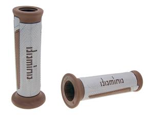 Domino Handvaten set  A350 On-Road zilverGrijs / bruin met Open einde