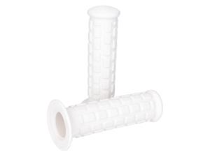 101 Octane Handvaten set kort Blockmuster wit voor Automaat Brommer (22, 24mm)