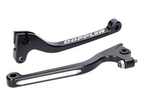 Doppler Remhevel en Koppelingshevel Set  CNC zwart voor Derbi Senda, Gilera RCR, SMT -2010