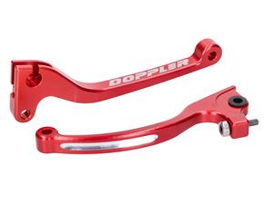 Doppler Remhevel en Koppelingshevel Set  CNC rood voor Rieju, Derbi, Sherco (met AJP Rem)